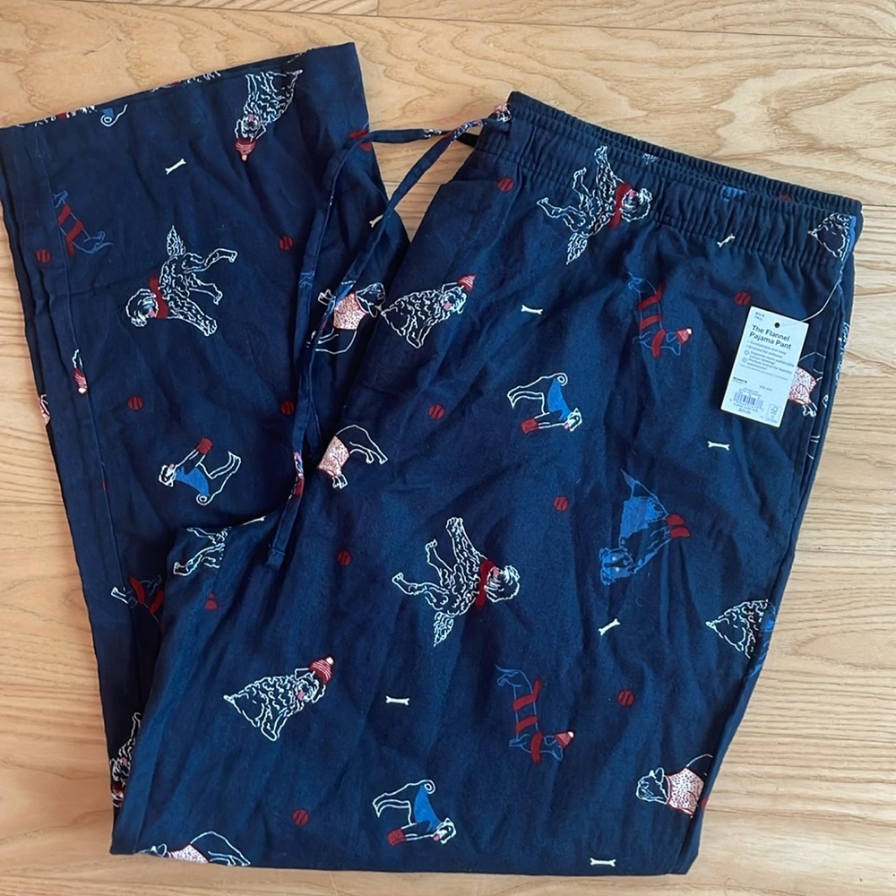 NWT Sonoma  The flannel pajama sleep pant navy with dogs 4XB pj